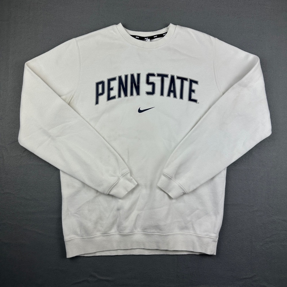 Nike Penn State Nittany Lions Crewneck Sweatshirt White Center Swoosh Mens M
